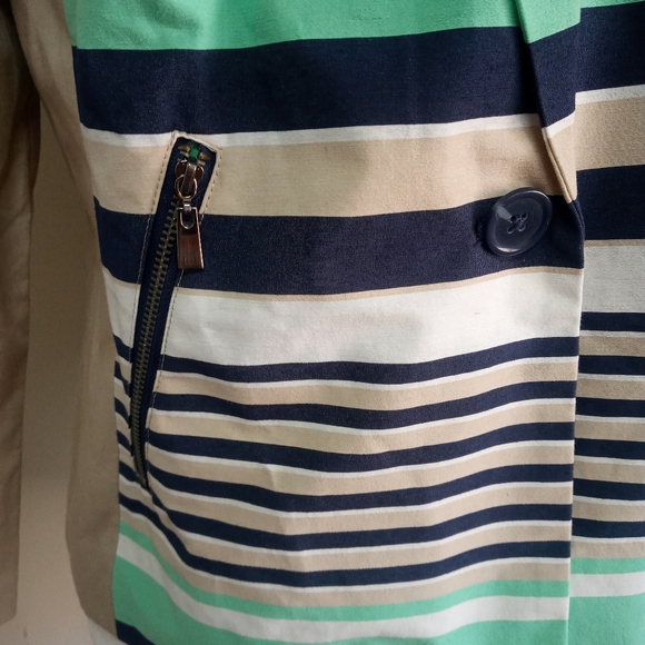 Laundry by Shelli Segal Striped Blazer Blue Green - Picture 3 of 10